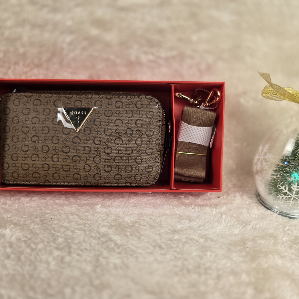 Guess Brown Logo Crossbody Wallet Set, Christmas Promotiin